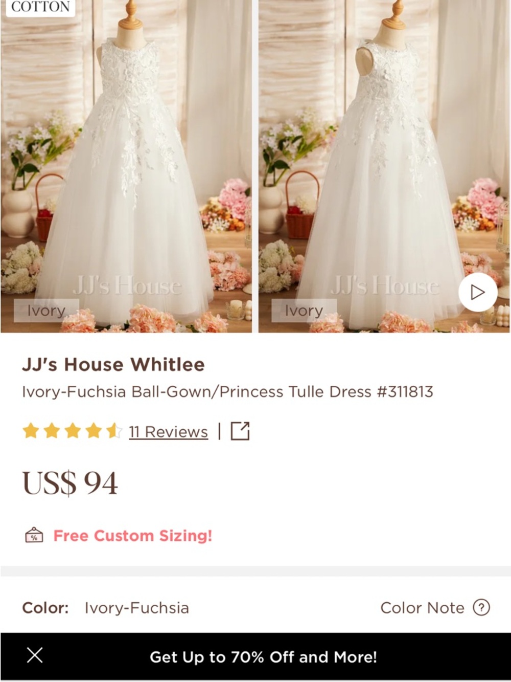 JJ's House Ivory Flower girl dresses